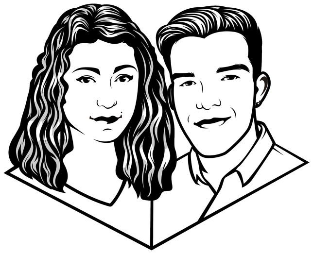 Cartoon Drawing of Jessie and Trevor